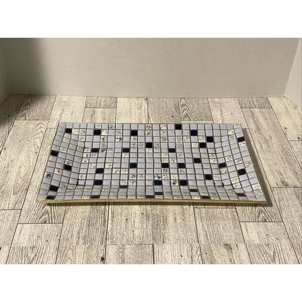 Vtg 60s MCM Mosaic Tray Rectangular Tiles 11x7 Italian Trinket Plate Ashtray